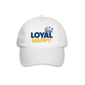 Happy Loyal Hund Tier Typografie - Baseballkappe - Weiß/Weiß - Vorne