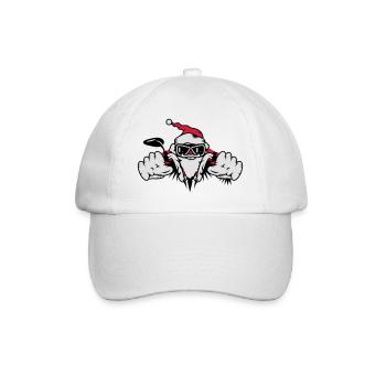 Weihnachtsmann auf Motorrad mit Geschenken - Baseballkappe - Weiß/Weiß - Vorne