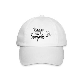 Gardez la vie simple – Design de dessin animé joyeux - Casquette classique - blanc/blanc - Devant