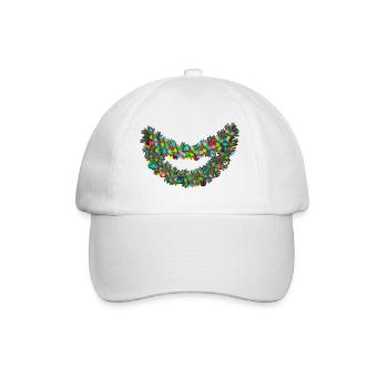 Tazz Gespräche | Fröhliches Neon-Girlanden-Lächeln - Baseballkappe - Weiß/Weiß - Vorne