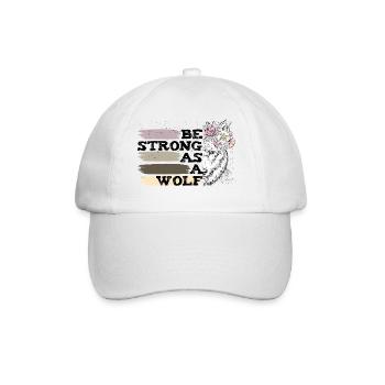 Wolf mit Vintage-Blumen inspirierendes Zitat - Baseballkappe - Weiß/Weiß - Vorne