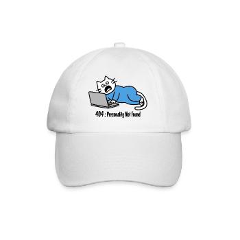 404: Persönlichkeit nicht gefunden, Katzenzeichnung - Baseballkappe - Weiß/Weiß - Vorne