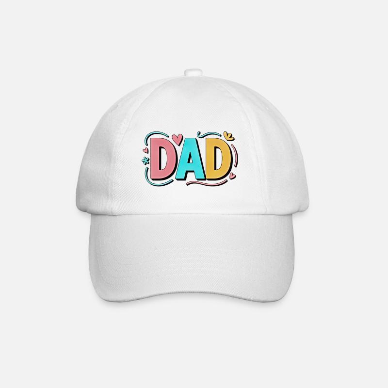 Pastel Gradient Dad Hearts Design - Baseball Cap - white/white