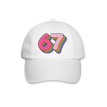 67 - Funny Six Seven T-Shirt - Baseball Cap - white/white - Front