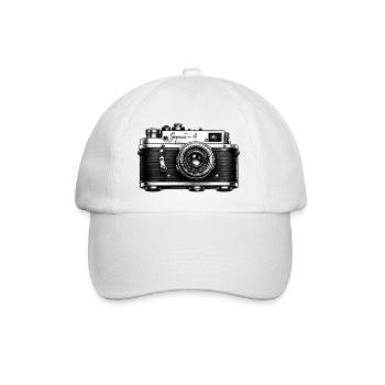 Vintage-Kamera-Skizze - Baseballkappe - Weiß/Weiß - Vorne