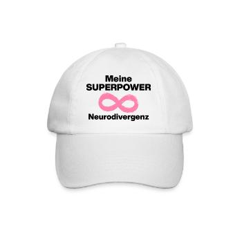 MEINE SUPERPOWER: NEURODIVERGENZ! ADHS ND POWER - Baseballkappe - Weiß/Weiß - Vorne