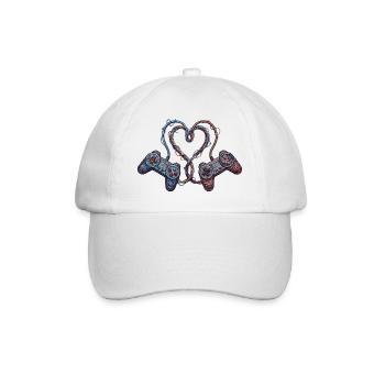 Gamer-Liebe im bestickten Look (gedruckt) - Baseballkappe - Weiß/Weiß - Vorne