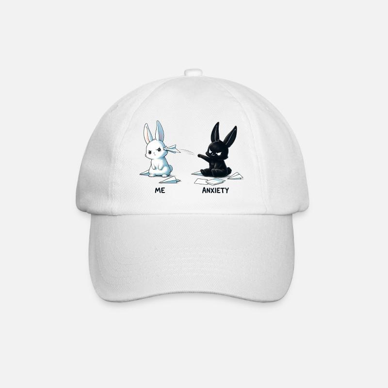 Angst Hase Meme Design - Baseballkappe - Weiß/Weiß