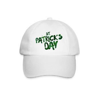 Grüne Blatt-Typo St Patrick's Day - Baseballkappe - Weiß/Weiß - Vorne