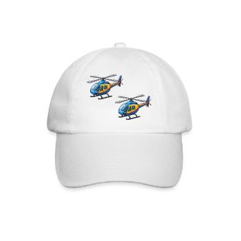 Helicopter Cartoon - Baseball Cap - white/white - Front