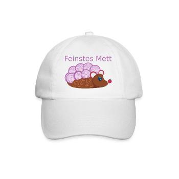 Der Mettigel: Feinstes Mett! (Nr.2) - Baseballkappe - Weiß/Weiß - Vorne