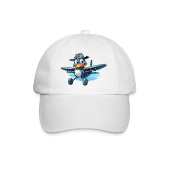 Penguin Pilot in Airplane - Baseball Cap - white/white - Front