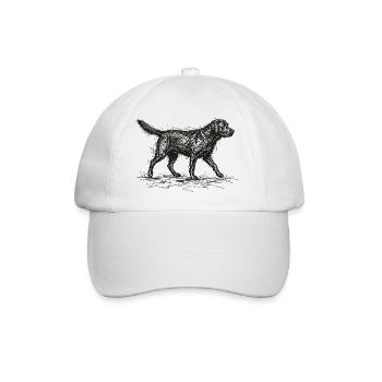 Labrador Sketch – Minimalistisches Hund Design - Baseballkappe - Weiß/Weiß - Vorne