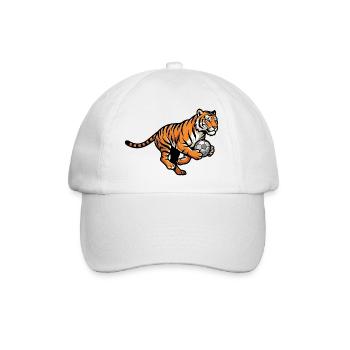 Starker Tiger Mit Fußball Für Fußballfans - Baseballkappe - Weiß/Weiß - Vorne