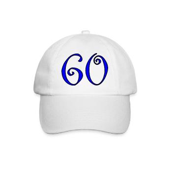 60. 60 JAHRE. 60-JÄHRIGES JUBILÄUM. 60. GEBURTSTAG. - Baseballkappe - Weiß/Weiß - Vorne