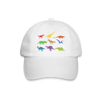 Dinosaurier Dino Regenbogen Geschenk - Baseballkappe - Weiß/Weiß - Vorne