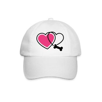  Pfotenabdruck Liebe Hund Knochen Hundemama - Baseballkappe - Weiß/Weiß - Vorne