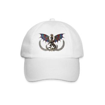 Mächtiger heraldischer Drache mit Goldkrone - Baseballkappe - Weiß/Weiß - Vorne