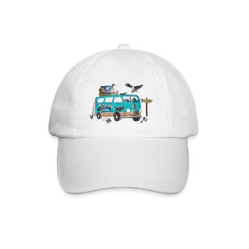 Outdoor Stay Wild Camper Motiv Vanlife Camping - Baseballkappe - Weiß/Weiß - Vorne