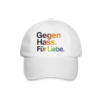 Gegen Hass Für Liebe für Frauen & Männer CSD - Baseballkappe - Weiß/Weiß - Vorne