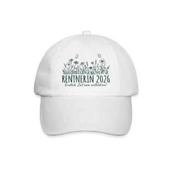 Rentnerin 2026 Zeit zum aufblühen - Baseballkappe - Weiß/Weiß - Vorne