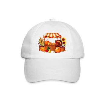 Autumn Harvest Market Scene - Baseball Cap - white/white - Front
