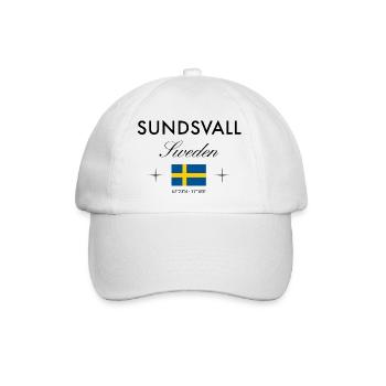 Sundsvall Sweden Coordinates Travel Souvenir - Baseball Cap - white/white - Front