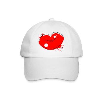 Red Kissing Lips Pop Art - Baseball Cap - white/white - Front