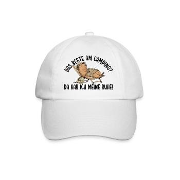 Camping Da hab ich meine Ruhe Capybara Liegestuhl - Baseballkappe - Weiß/Weiß - Vorne