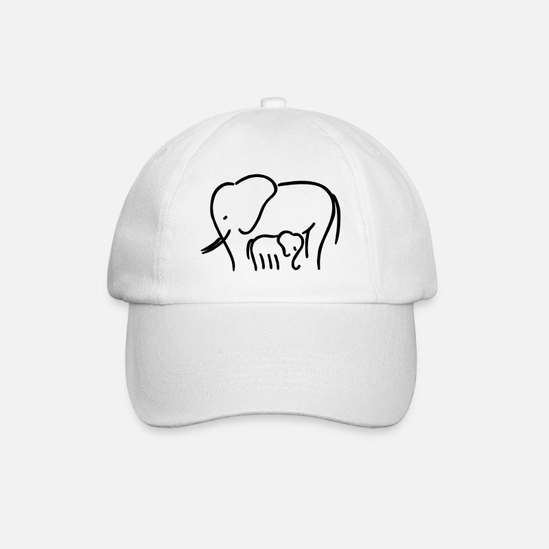 Elefantenmama mit Kind - Baseballkappe - Weiß/Weiß