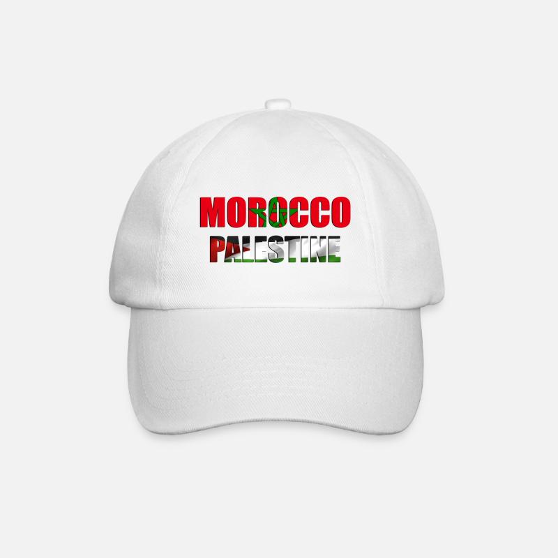 Morocco and Palestine - Baseball Cap - white/white