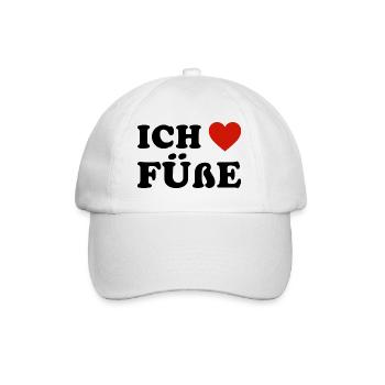 Ich liebe Füße Shirt Lustige Sprüche - Baseballkappe - Weiß/Weiß - Vorne