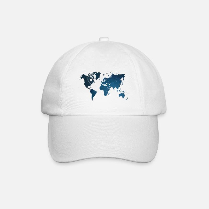 Weltkarte blau - Baseballkappe - Weiß/Weiß