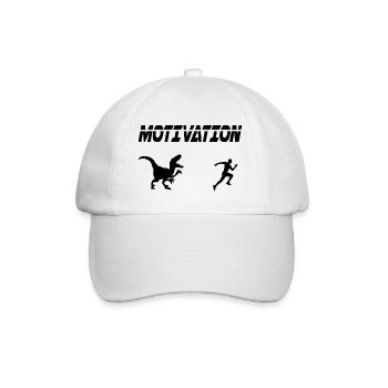motivation sport running humor dinosaur - Baseball Cap - white/white - Front