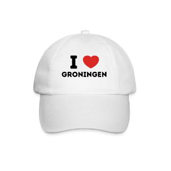 Ich liebe Groningen, Niederlande - Baseballkappe - Weiß/Weiß - Vorne