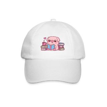 Cute Piggy Loves Reading Books - Baseball Cap - white/white - Front