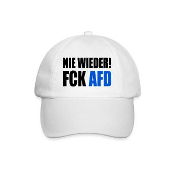 Fuck afd - Nie wieder ist jetzt - Baseballkappe - Weiß/Weiß - Vorne