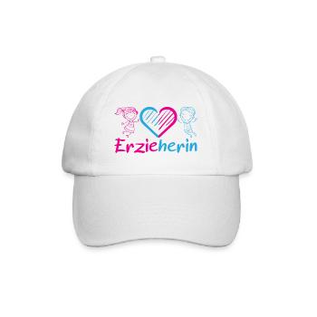 Erzieherin Kindergarten Kita Herz Mädchen Junge - Baseballkappe - Weiß/Weiß - Vorne