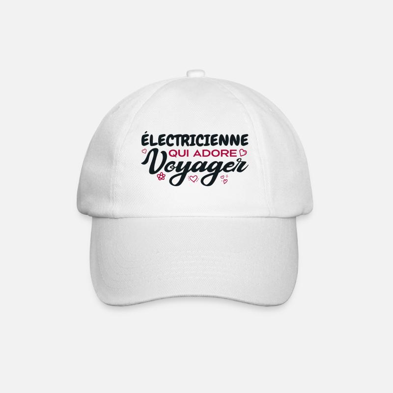 Électricienne globe-trotteuse passionnée de voyage - Casquette classique - blanc/blanc