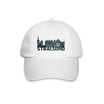 Hansestadt Stralsund Silhouette Skyline Stralsund - Baseballkappe - Weiß/Weiß - Vorne