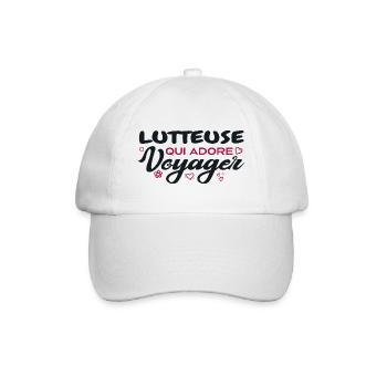 Globetrotting wrestler with a passion for travel - Baseball Cap - white/white - Front
