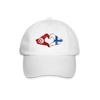Tunisia Finland flag hands heart shape used - Baseball Cap - white/white - Front