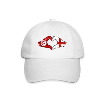 Tunisia England flag hands heart shape used - Baseball Cap - white/white - Front