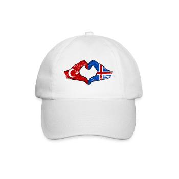 Turkey Iceland Flag Hands Heart Shape Used - Baseball Cap - white/white - Front