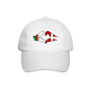 Algerien Dänemark Flagge Hände Herzform used - Baseballkappe - Weiß/Weiß - Vorne