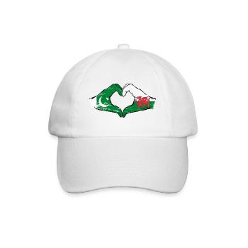 Drapeau du Pakistan Pays de Galles mains en forme de coeur utilisé - Casquette classique - blanc/blanc - Devant