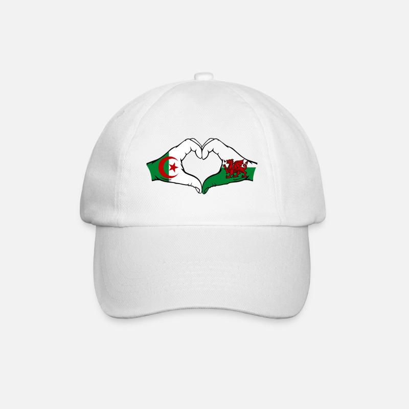 Algérie Pays de Galles Drapeau Mains Coeur Forme - Casquette classique - blanc/blanc