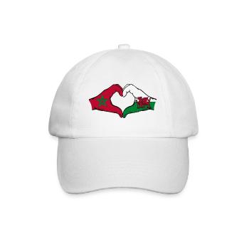 Marokko Wales Flagge Hände Herzform - Baseballkappe - Weiß/Weiß - Vorne