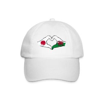 Japon Pays de Galles drapeau mains forme de coeur utilisé - Casquette classique - blanc/blanc - Devant