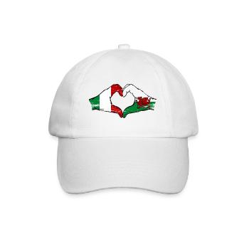 Italie Drapeau du Pays de Galles mains forme de coeur utilisé - Casquette classique - blanc/blanc - Devant